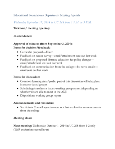 Educational Foundations Department Meeting Agenda Welcome/ meeting opening: