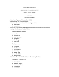 College of Letters &amp; Sciences CONSTITUENCY STANDARDS COMMITTEE AGENDA –January 22, 2015 3:30-6:00pm