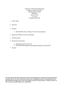 University of Wisconsin-Whitewater College of Letters &amp; Sciences Administrative Council AGENDA