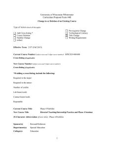 University of Wisconsin-Whitewater Curriculum Proposal Form #4R