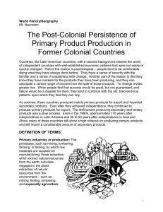 Generic Post Colonial Economic Patterns
