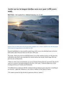 Arctic sea ice in longest decline seen over past