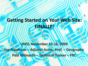 Getting Started on Your Web Site: FINALLY!
