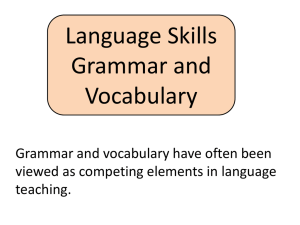 Language Skills Grammar and Vocabulary Grammar and vocabulary have often been