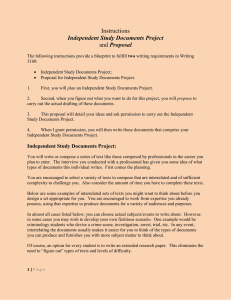 Assignment: Proposal and Independent Study Documents Project