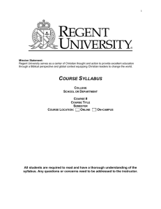 Syllabus Template - Undergraduate