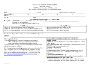 Plan of Study Form for the Special Education Grades 1-6 MSEd Program