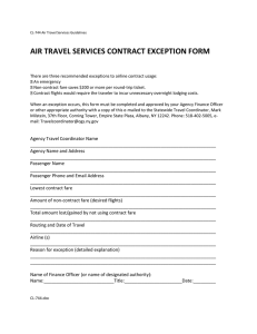 AIR TRAVEL SERVICES CONTRACT EXCEPTION FORM