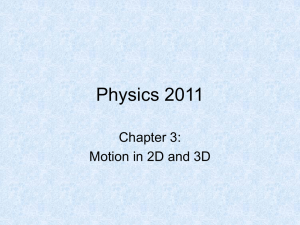 Physics 2011 Chapter 3: Motion in 2D and 3D