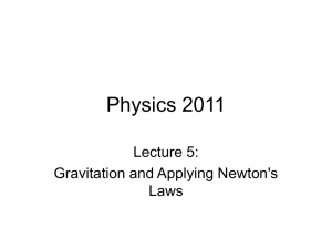 Physics 2011 Lecture 5: Gravitation and Applying Newton's Laws