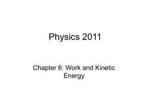 Physics 2011 Chapter 6: Work and Kinetic Energy