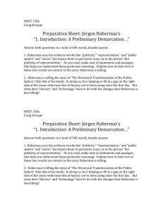 Preparation Sheet: Jürgen Habermas’s “1. Introduction: A Preliminary Demarcation…”