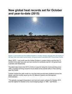 New global heat records set for October and year