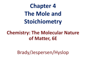 Chapter 4 The Mole and Stoichiometry Chemistry: The Molecular Nature