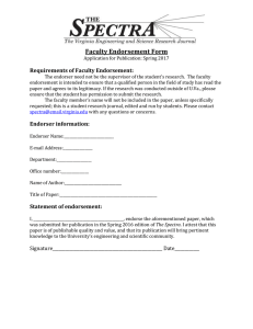 Faculty Endorsement Form Requirements of Faculty Endorsement: