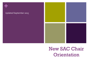 Orientation for New SAC Chairs -- Fall 2015