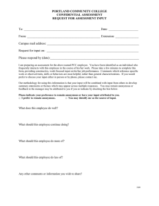 PORTLAND COMMUNITY COLLEGE CONFIDENTIAL ASSESSMENT REQUEST FOR ASSESSMENT INPUT
