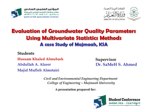 Evaluation of Groundwater Quality Parameters Using Multivariate Statistics Methods Students