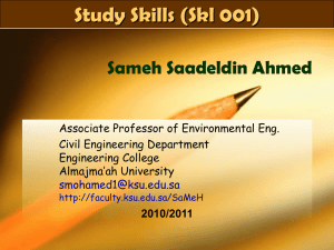Study Skills (Skl 001) Sameh Saadeldin Ahmed