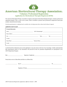 AHTA Voluntary Professional Registration Application