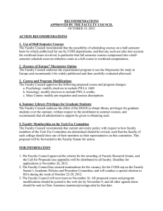 RECOMMENDATIONS APPROVED BY THE FACULTY COUNCIL ACTION RECOMMENDATIONS