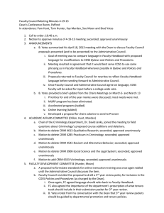 Faculty Council Meeting Minutes 4-19-13 Dean’s Conference Room, Pafford