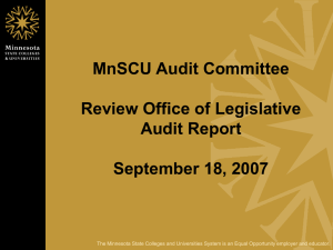 MnSCU presentation the Audit Committee