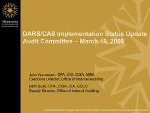 DARS/CAS Implementation Status Update – March 19, 2008 Audit Committee