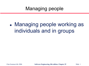 Managing people working as individuals and in groups Managing people 