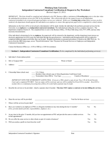 Pittsburg State University Independent Contractor/Consultant Certification &amp; Request to Pay Worksheet