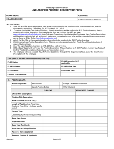 UNCLASSIFIED POSITION DESCRIPTION FORM  Pittsburg State University