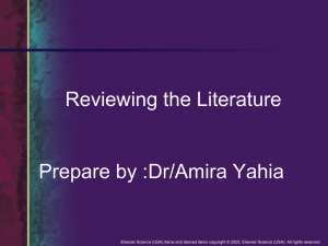 Reviewing the Literature Prepare by :Dr/Amira Yahia