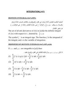 محتوى مقرر المدخل لحساب التكامل / 102ريض