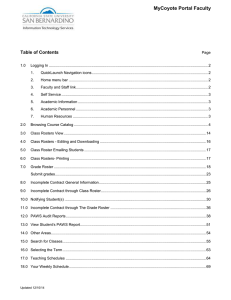 MyCoyote Portal Faculty Table of Contents