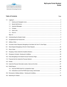 MyCoyote Portal Student Guide Table of Contents