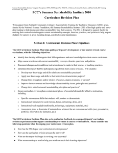 PCC’s Summer Sustainability Institute 2010 Curriculum Revision Plan