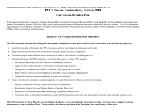 PCC’s Summer Sustainability Institute 2010 Curriculum Revision Plan
