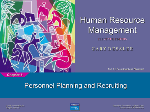 Human Resource Management Personnel Planning and Recruiting 1
