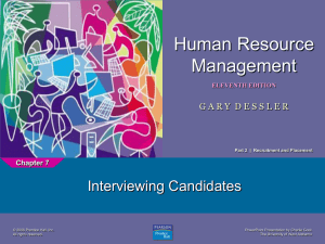 Human Resource Management Interviewing Candidates 1