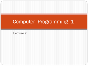 Computer  Programming -1- Lecture 2