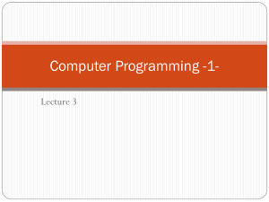 Computer Programming -1- Lecture 3
