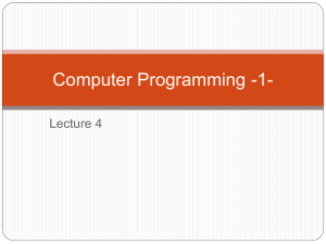 Computer Programming -1- Lecture 4
