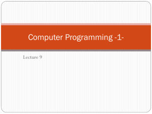 Computer Programming -1- Lecture 9