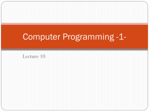 Computer Programming -1- Lecture 10