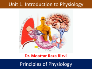Unit 1: Introduction to Physiology Principles of Physiology Dr. Moattar Raza Rizvi