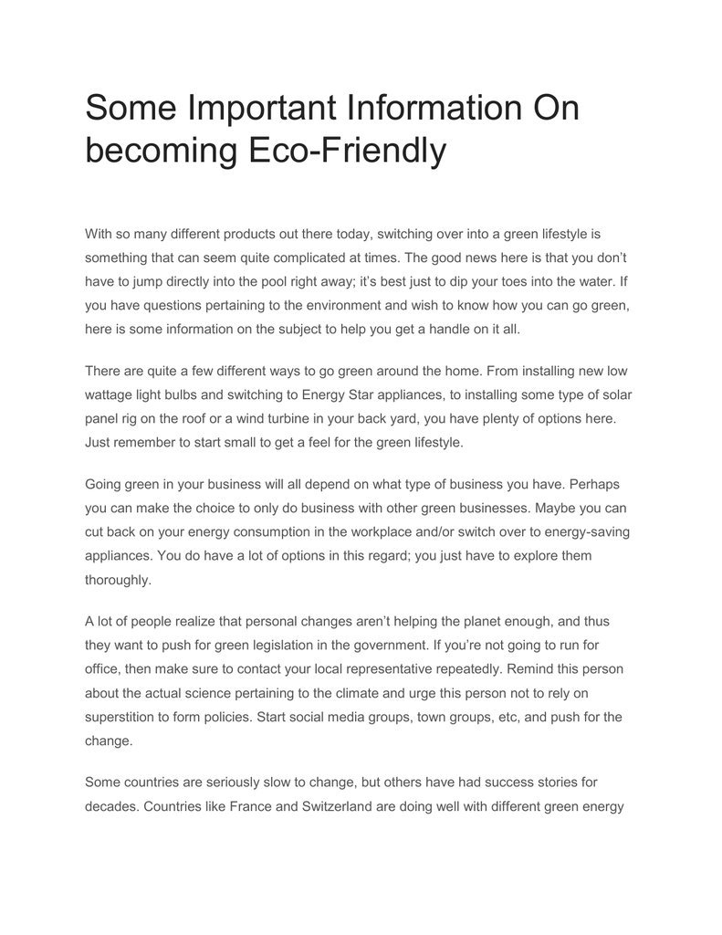 become eco friendly
