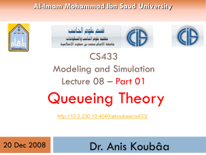 Queueing Theory Dr. Anis Koubâa CS433 Modeling and Simulation