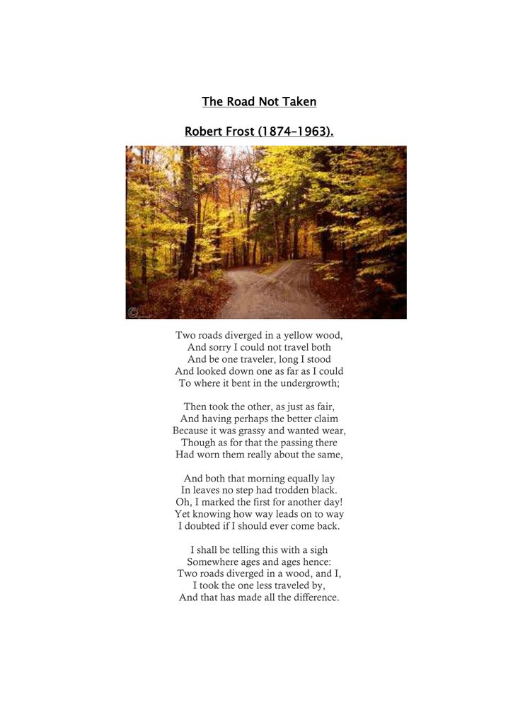 robert frost poem the road not taken summary