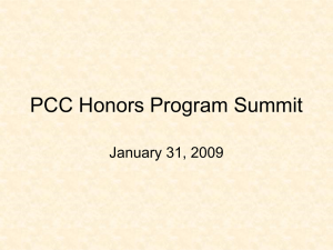 PCC Honors Program Summit January 31, 2009