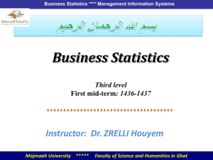 Business Statistics Instructor:  Dr. ZRELLI Houyem Third level : 1436-1437